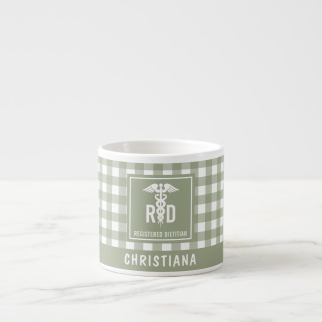 Personalised RD Registered Dietician Plaid Pattern Espresso Cup (Front)