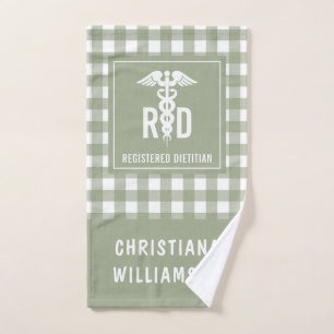 Personalised RD Registered Dietician Plaid Pattern Hand Towel