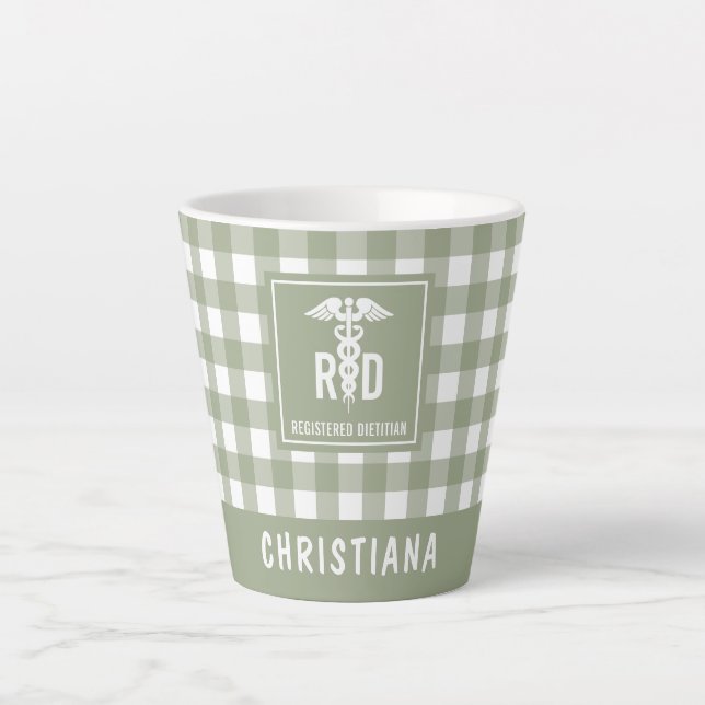 Personalised RD Registered Dietician Plaid Pattern Latte Mug (Front)