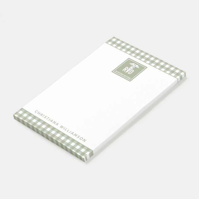 Personalised RD Registered Dietician Plaid Pattern Post-it Notes (Angled)
