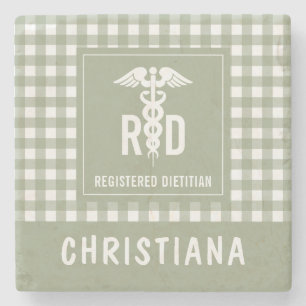 Personalised RD Registered Dietician Plaid Pattern Stone Coaster