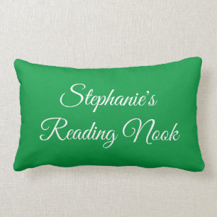Personalised reading cushion, elegant, Kelly green Lumbar Cushion