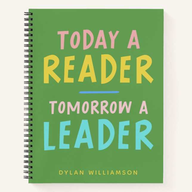 Personalised Reading Journal Student Kid Quote (Front)