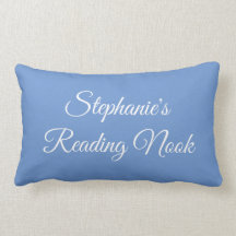 Personalised reading pillow, elegant & pretty blue