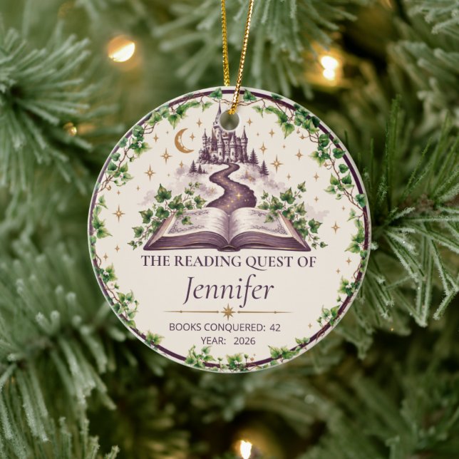 Personalised Reading Quest Fantasy Reader Keepsake Ceramic Tree Decoration (Tree)