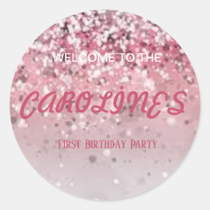 Personalised Ready to Pop Baby Shower Girl Pink Classic Round Sticker