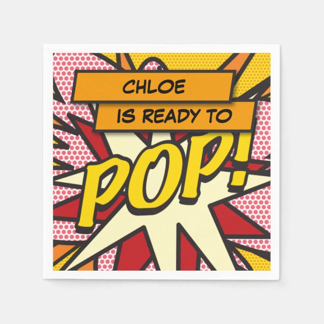 Personalised Ready to POP Fun Modern Baby Shower Napkin (Front)