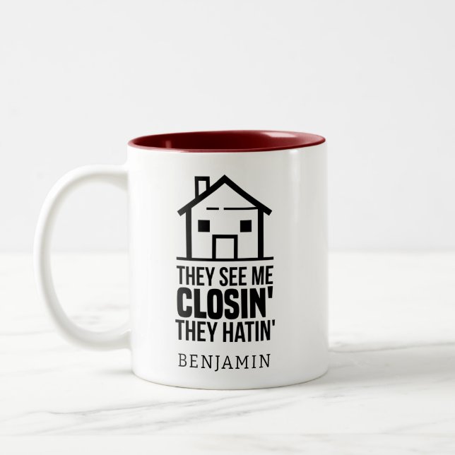 Personalised Real Estate Agent Funny Retirement Two-Tone Coffee Mug (Left)