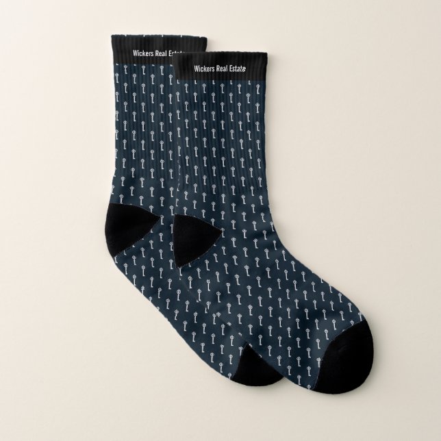 Personalised Real Estate Agents Blue Key Pattern Socks (Pair)