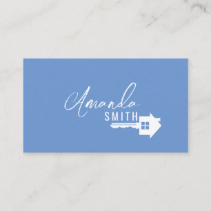Personalised Real Estate Black and White House Key Business Card