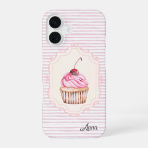 Personalised Real Shabby chic cupcake 70s Pink iPhone 16 Case