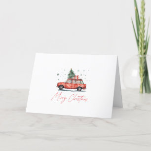 Personalised Realtor Christmas Card Watercolor Car