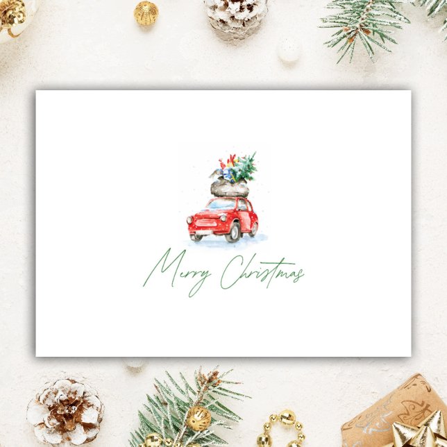 Personalised Realtor Christmas Watercolor Cute Car Holiday Card (Creator Uploaded)