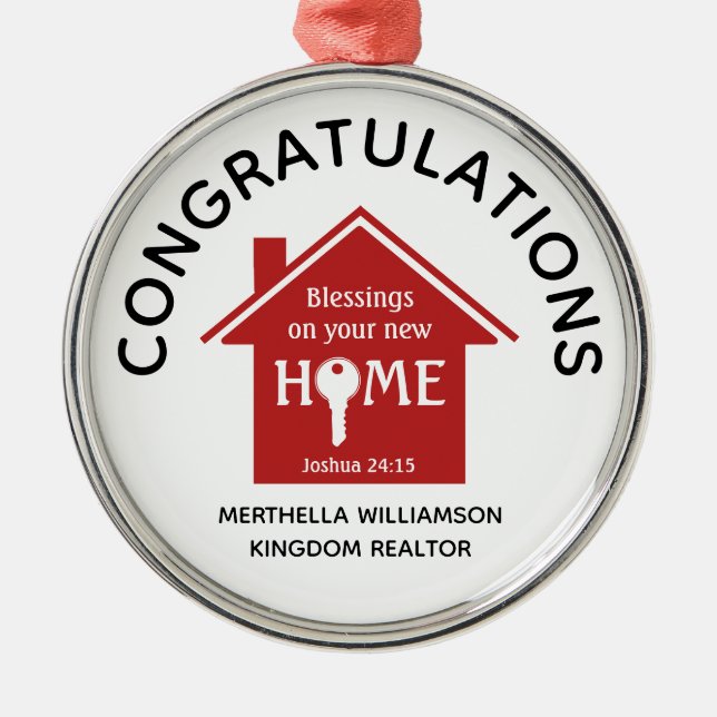 Personalised Realtor to Client New Home Metal Tree Decoration (Front)