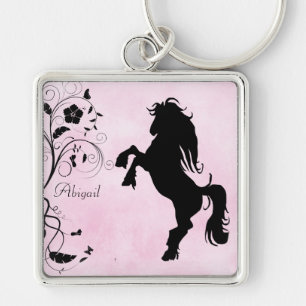 Personalised Rearing Horse Keychain