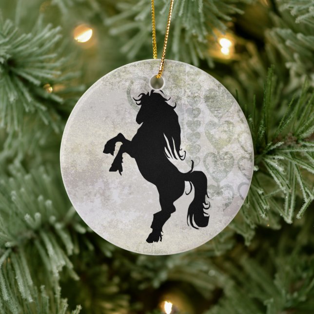 Personalised Rearing Silhouette Horse Ornament (Tree)