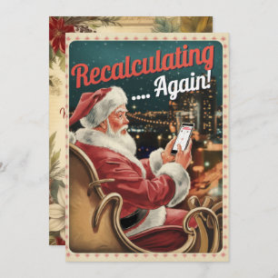 Personalised Recalculating Santa Funny Vintage  Holiday Card