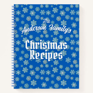 Personalised Recipe Blue Snowflake Pattern Notebook
