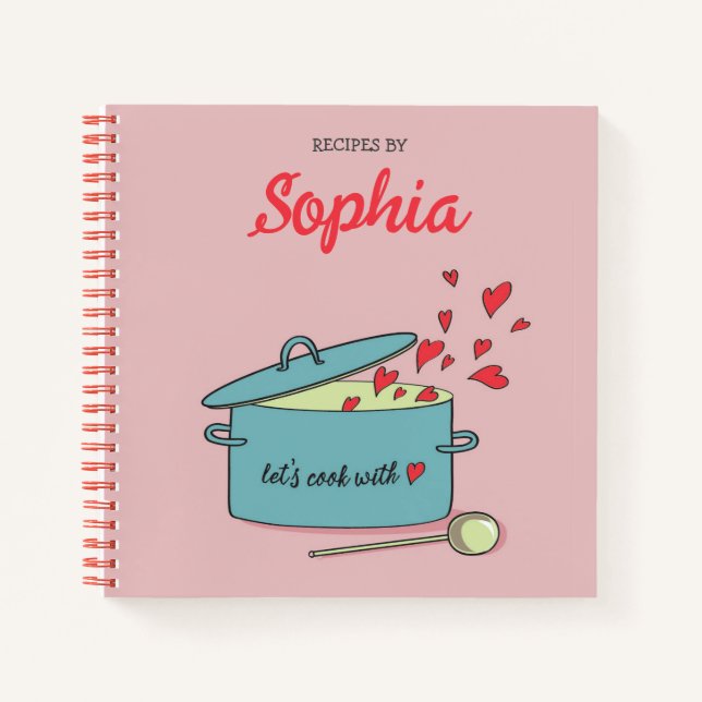 Personalised Recipe Book With Hearts (Front)