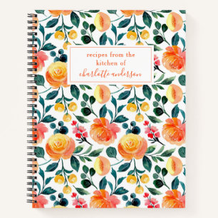 Personalised Recipe Floral Home Cook Food Fruit Notebook