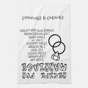 Personalised "Recipe for Marriage" Bridal Shower  Tea Towel