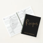 Personalised Recipe Journal in Black and Gold