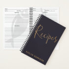 Personalised Recipe Journal in Indigo Blue Gold