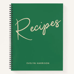 Personalised Recipe Journal in Kelly Green