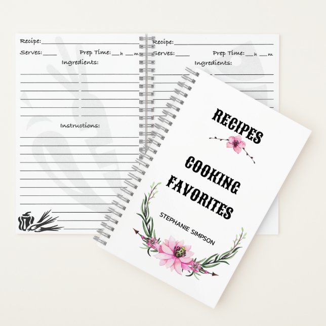 Personalised Recipe Organiser, Modern Recipe Book (Inside)