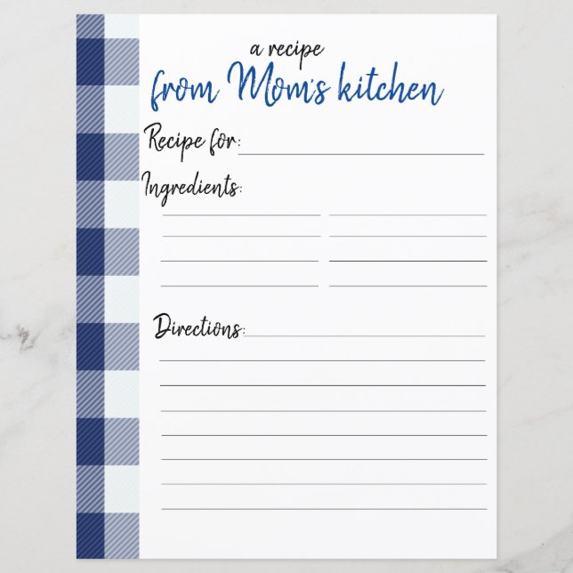 Personalised Recipe Paper (Front)