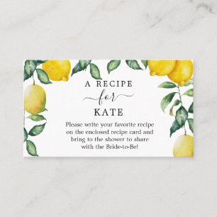 Personalised Recipe request Bridal Shower Lemons Business Card