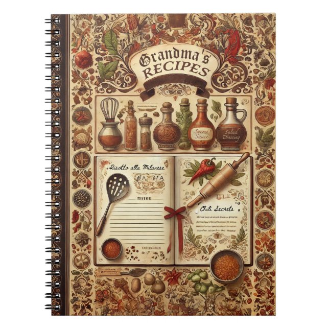 Personalised Recipe Spiral Notebook  (Front)