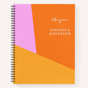 Personalised Recipe Vibrant Geometric Chef Cook Notebook