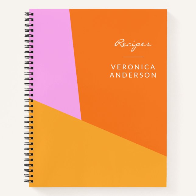 Personalised Recipe Vibrant Geometric Chef Cook Notebook (Front)