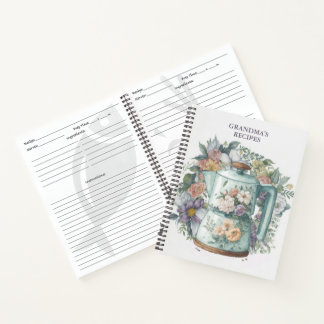 Personalised Recipe Watercolor Floral Coffee Maker Notebook