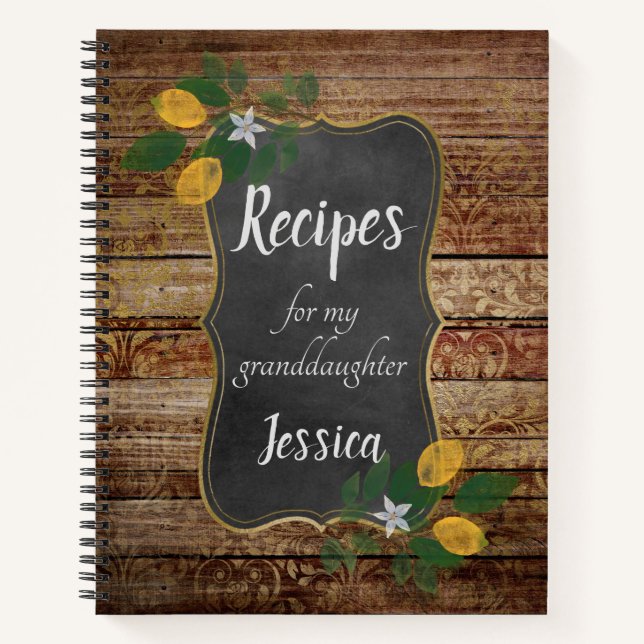 Personalised Recipes for my Granddaughter on Brown Notebook (Front)