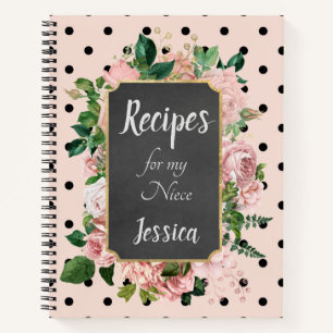 Personalised Recipes for my Niece Pink Floral Notebook