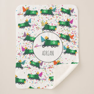 Personalised Recycling Garbage Truck Party Pattern Sherpa Blanket