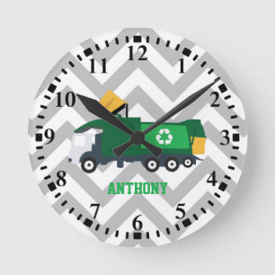 Personalised Recycling Garbage Truck Round Clock