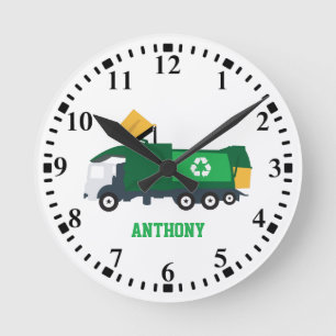Personalised Recycling Garbage Truck Round Clock