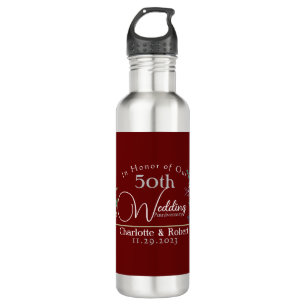 Personalised Red 50th Couples Wedding Anniversary  710 Ml Water Bottle