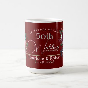 Personalised Red 50th Couples Wedding Anniversary  Coffee Mug