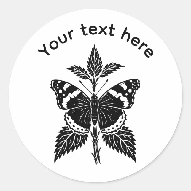 Personalised Red Admiral Butterfly Nature Sticker (Front)