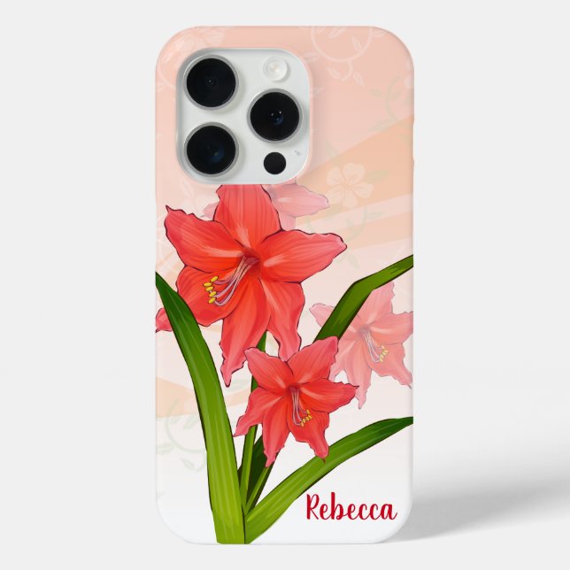 Personalised Red Amaryllis Flowers Case-Mate iPhone Case (Back)