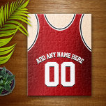 Personalised Red and Black Basketball Jersey Jigsaw Puzzle<br><div class="desc">Fun basketball jersey with your name and number personalised,  in your team's colours! ** YES,  I DO CUSTOM TEAM OR SCHOOL COLORS! ** Please contact me with your custom colour request.</div>