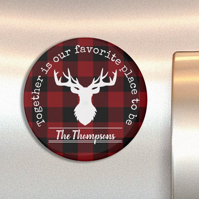 Personalised Red and Black Buffalo Plaid Magnet (Creator Uploaded)