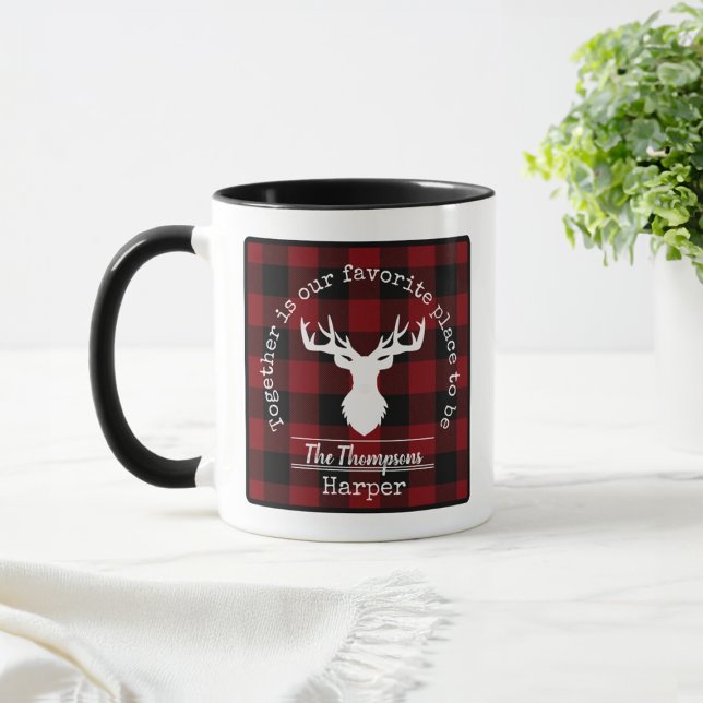 Personalised Red and Black Buffalo Plaid Mug (Creator Uploaded)