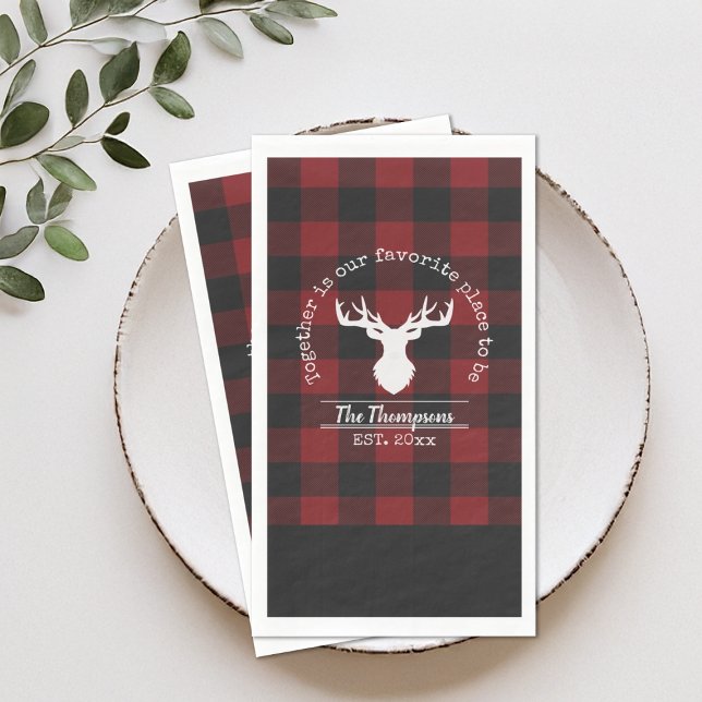 Personalised Red and Black Buffalo Plaid Napkin (Creator Uploaded)