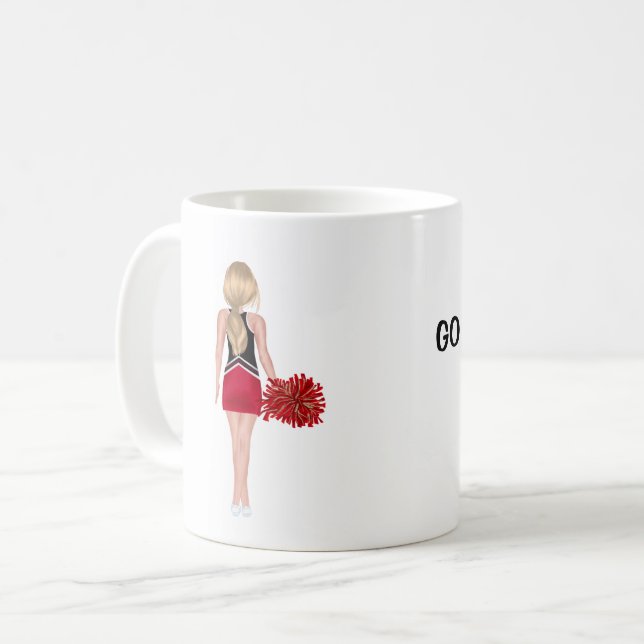 Personalised Red and Black Cheerleader Coffee Mug (Front Left)