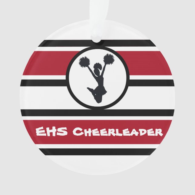 Personalised Red and Black Cheerleader Ornament (Front)